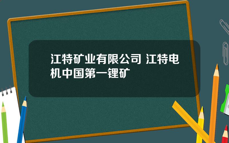 江特矿业有限公司 江特电机中国第一锂矿